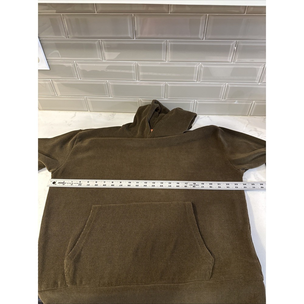 Negative Space Hoodie Mens‎ Large Brown Corduroy Sweater Ribbed Sweatshirt - Picture 7 of 10